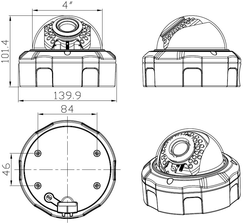 camera case,camera housing，vandal proof dome housing,ir camera housing